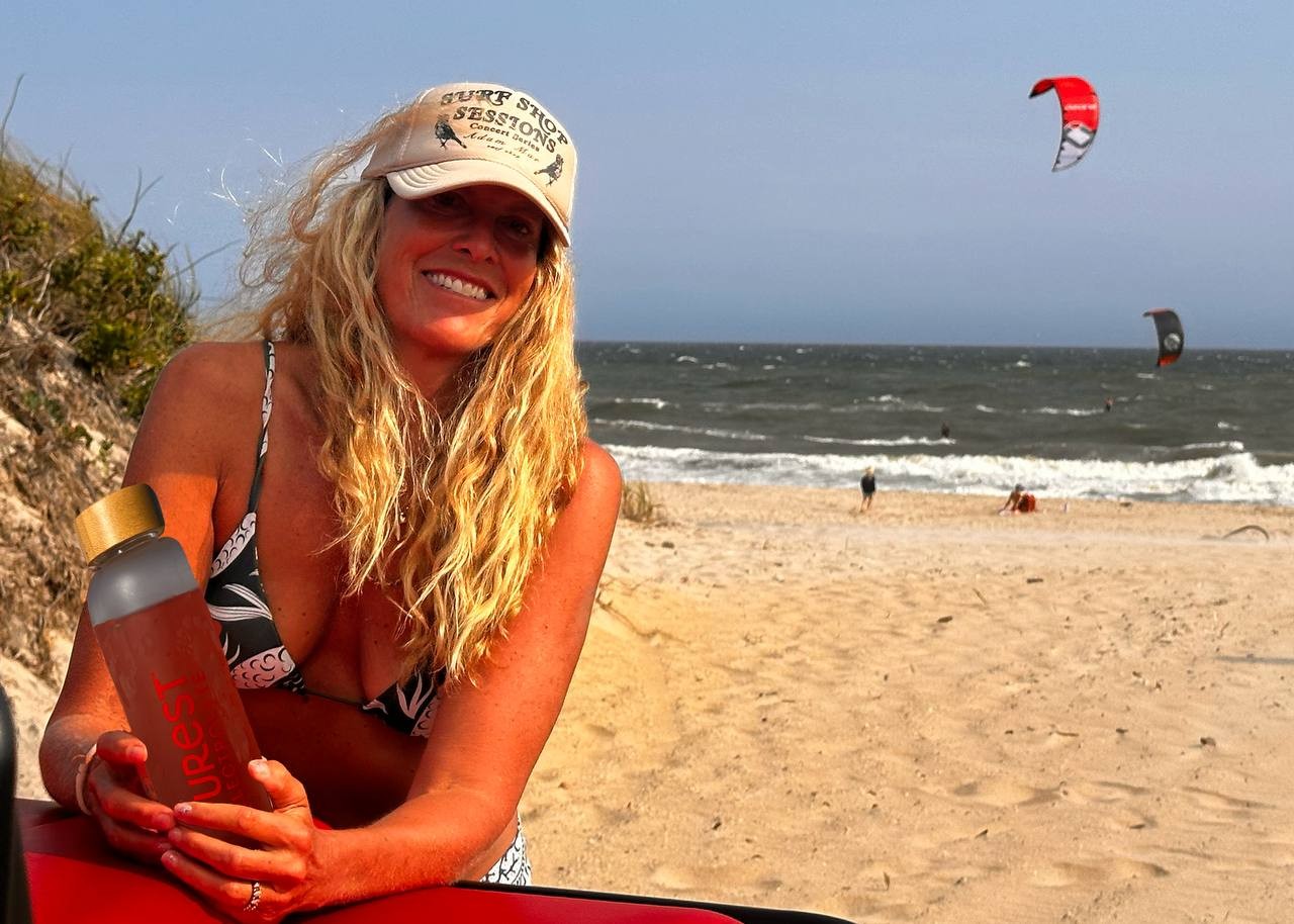 Pam Sweeney, founder of Purest Electrolyte, on the beach